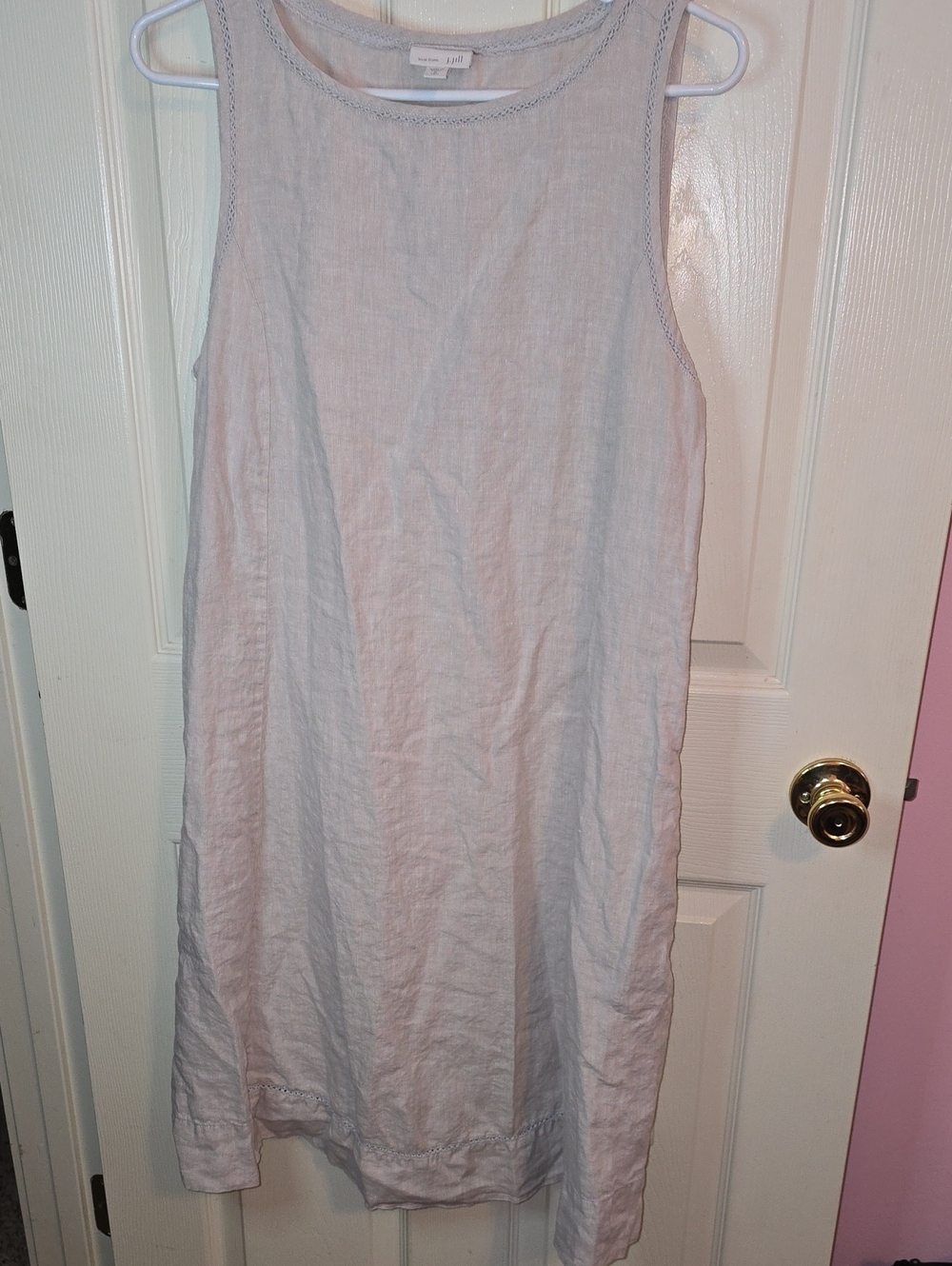 J. Jill Light Gray Linen Sleeveless Slip Dress